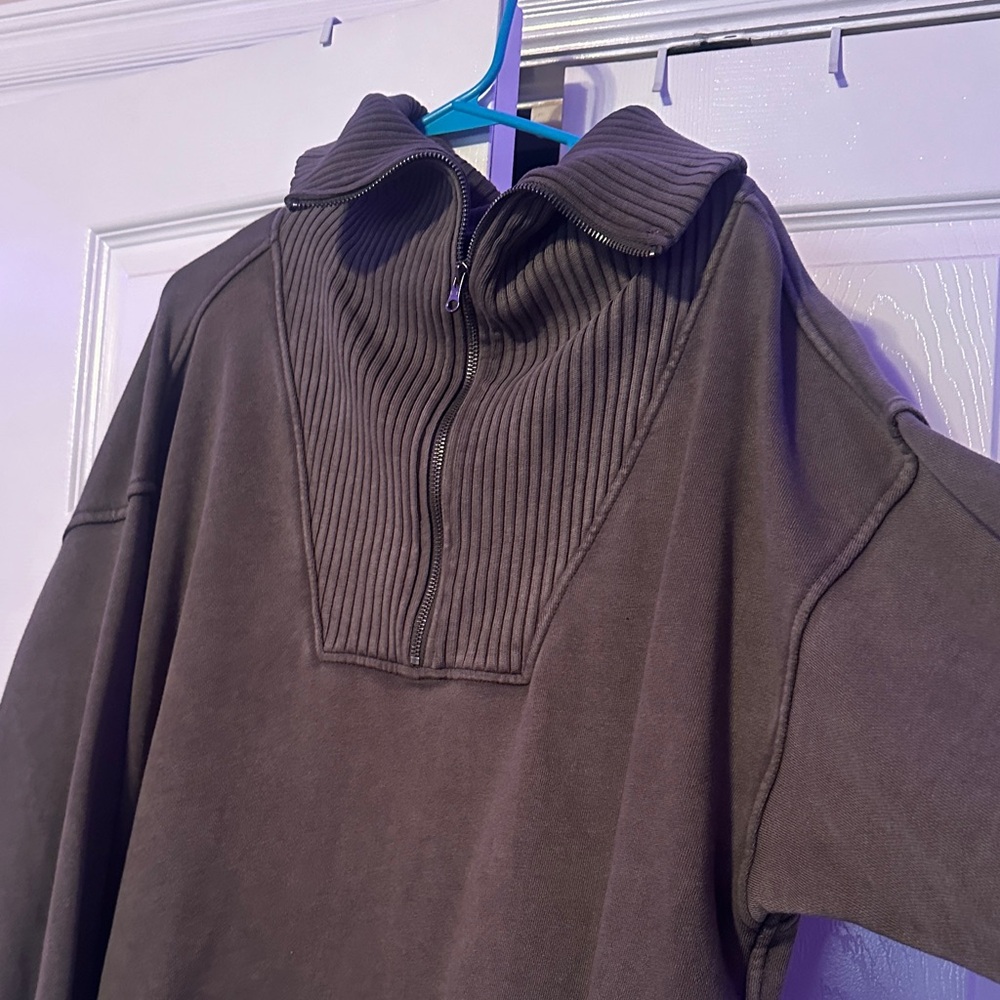 Aerie Brown Off-the-Shoulder Sweater - Picture 2 of 3